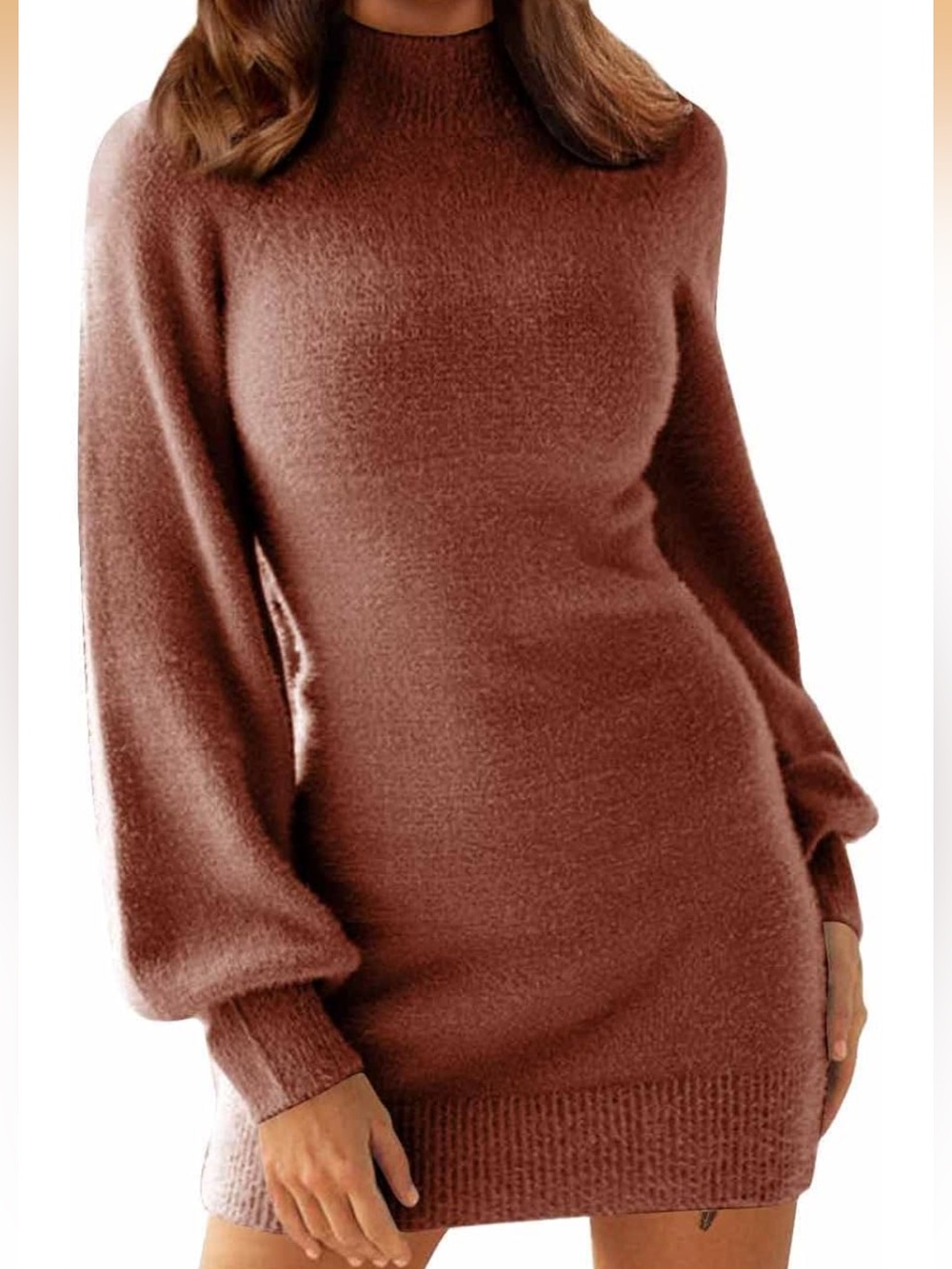 Cozy Rust Brown Sweater Dress - Picture 1 of 9